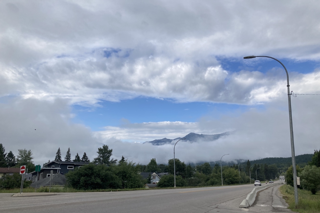 Looking West from the West Fernie Bridge. 8.55am, Sunday, July 20th, 2025.