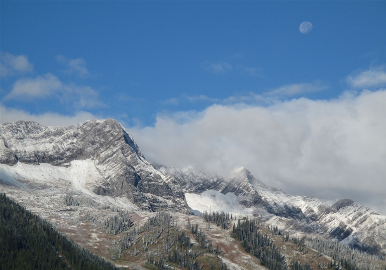 Dusting of snow on the Lizard Range of the Rocky Mountains, fall in Fernie