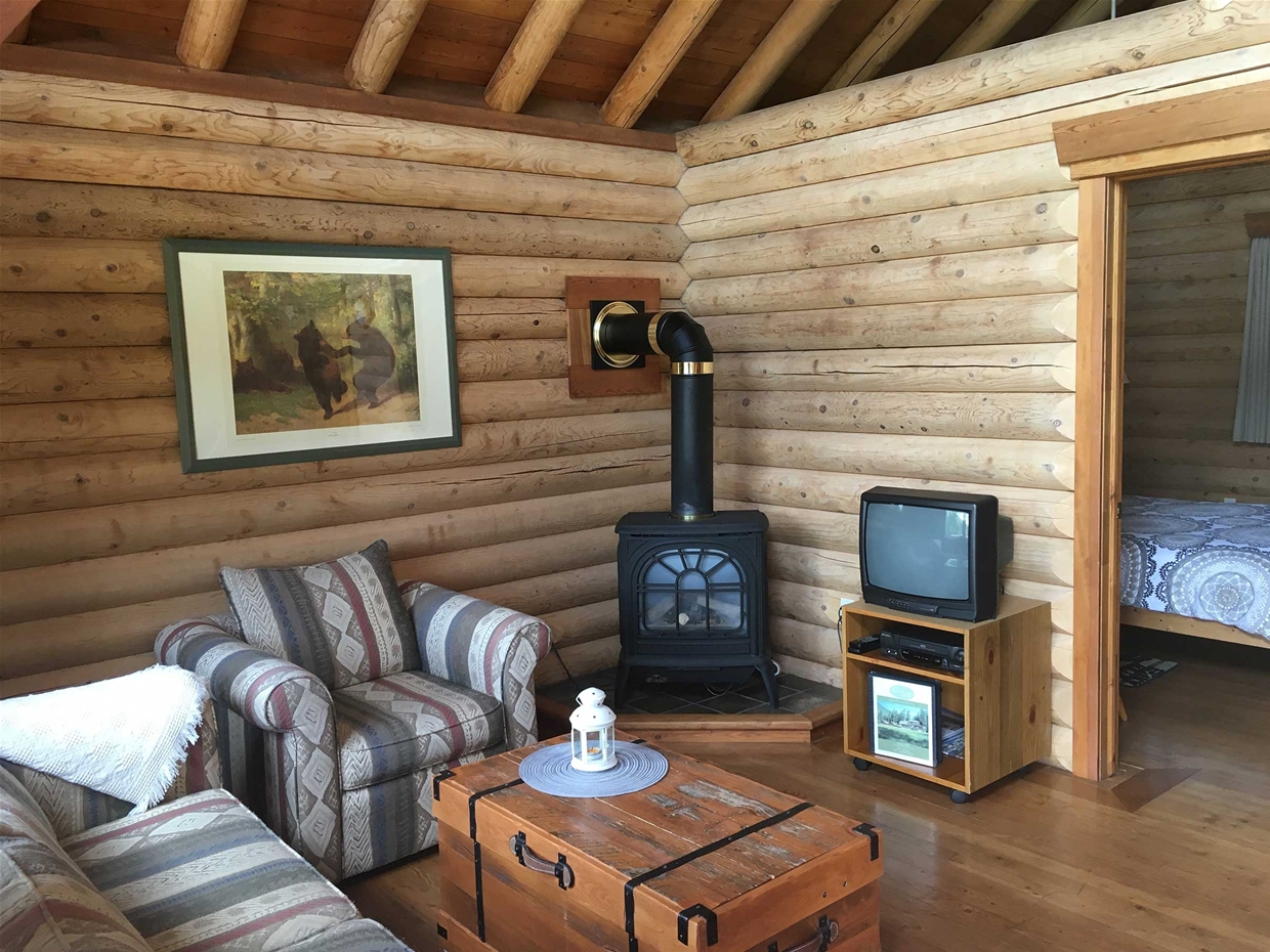 Living Area in Log Chalet / Cabin at Birch Meadows